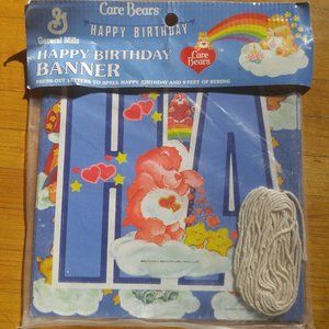 1983 vintage Care Bears Happy Birthday press out Banner 8 ft Grumpy Tenderheart